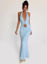 No Hard Feelings Twist Maxi Dress Blue