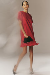 Red Dupioni Tassel Downing Dress