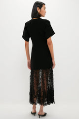 Black Diane Knit Lace Combo Knit Dress