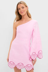Pink One-Shoulder Seashell Surina Mini Dress