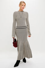 Black and Ivory Striped Maxi Dress