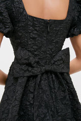 Black Jacquard Mini Dress