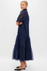Navy Chiffon Selena Maxi Dress