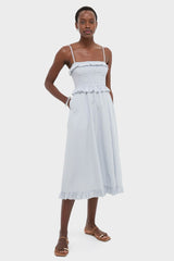 Blue and White Stripe Karine Midi Dress