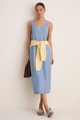 Maison Blue Eyelet Violette Column Dress