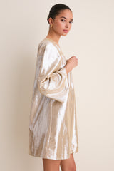Gold Metallic Claudine Mini Dress