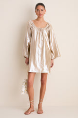Gold Metallic Claudine Mini Dress