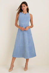 Maison Blue Suede Manon Dress