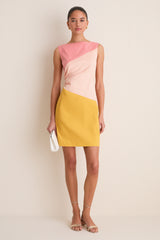 Sorbet Colorblock Stretch Taffeta Gigi Mini Dress