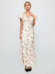 Miraselle Maxi Dress Cream Floral