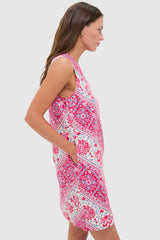 Cerise Chevron Cotton Marlowe Dress