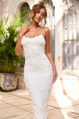 Petal Trace Midi Dress - White