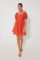 Orange Eyelet Clara Mini Dress