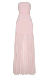Strapless Pink Sheer Long Dress