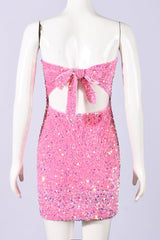 Strapless Pink Sequin Fitted Short Dress