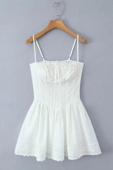 White Spaghetti Strap Bow Lace Party Skirt