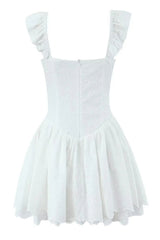 White Strap Lase-up Short Skirt