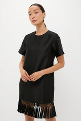 Black Dupioni Tassel Downing Dress
