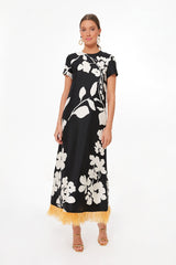 Winter Jasmine Swing Dress with Feathers