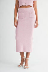 Nadia Knit Short Sleeve Sweater & Matching Midi Skirt (Sold Separately)
