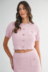 Nadia Knit Short Sleeve Sweater & Matching Midi Skirt (Sold Separately)