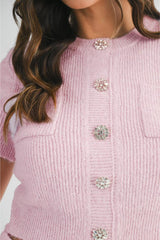 Nadia Knit Short Sleeve Sweater & Matching Midi Skirt (Sold Separately)