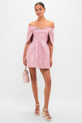 Pink Multi Jacquard Off-the-Shoulder Kara Mini Dress