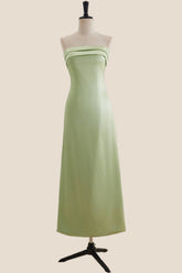 Strapless Sage Green A-line Long Party Dress