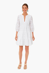 White Eyelet Long Sleeve Tunic Dress