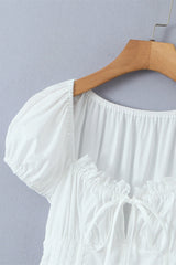 White Lace Patchwork Cotton Short Dress