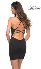 La Femme Short Cocktail Dress with Strappy Back