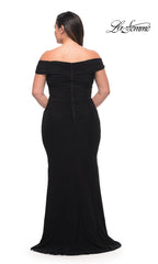 Off-Shoulder La Femme Plus-Size Long Prom Dress