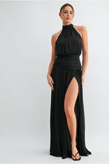 Aimee Chiffon Halter Maxi Dress - Black