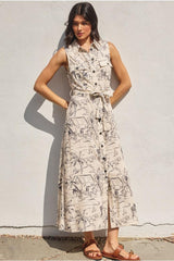 Mei Collared Button Up Maxi Shirt Dress