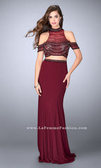 Two-Piece Cold-Shoulder Long Jersey Dress