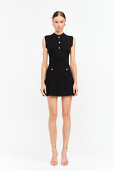 Carly Gold Buttons Knit Mini Dress
