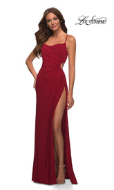 Side Cut-Out La Femme Long Jersey Prom Dress