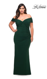Off-Shoulder La Femme Plus-Size Long Prom Dress