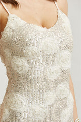 Heavenly 3D Florals Sequin Chiffon Maxi Dress
