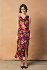 Magnolia Cowl Neck Satin Maxi Dress
