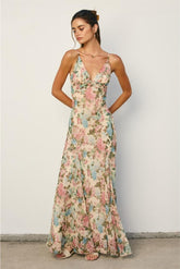 Delaney Floral Godet Maxi Dress