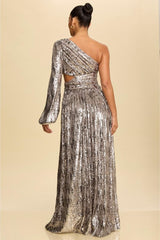 Tais Sequin Maxi Dress - Gunmetal Glimmer