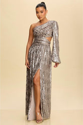 Tais Sequin Maxi Dress - Gunmetal Glimmer