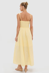 Light Yellow V-Neck Maxi Dress
