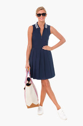Navy Performance Pleated Golf Dress