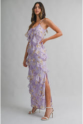 Lyla Asymmetrical Tiered Ruffled Maxi Dress - Lilac