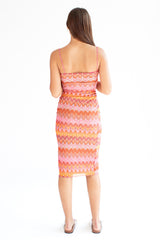 Mesh Flame Stitch Midi Dress