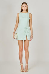 Melanie 3 Bow Slit Mini Dress - Mint
