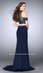 Two-Piece Cold-Shoulder Long Jersey Dress