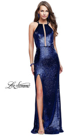 Long La Femme Prom Dress with Plunging Neckline